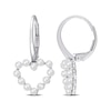 Thumbnail Image 0 of Freshwater Cultured Pearl Outline Heart Drop Earrings in 14K White Gold