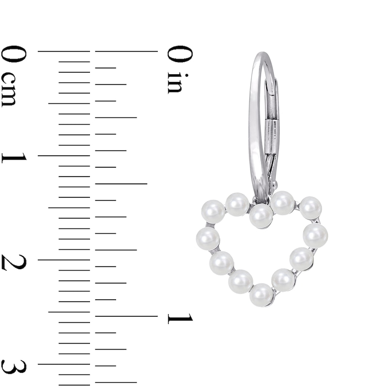 Freshwater Cultured Pearl Outline Heart Drop Earrings in 14K White Gold