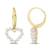 Thumbnail Image 1 of Freshwater Cultured Pearl Outline Heart Drop Earrings in 14K Gold