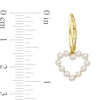 Thumbnail Image 3 of Freshwater Cultured Pearl Outline Heart Drop Earrings in 14K Gold