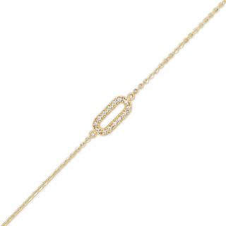 Diamond-Cut Sideways Paper Clip Bracelet in 14K Two-Tone Gold - 7.5"