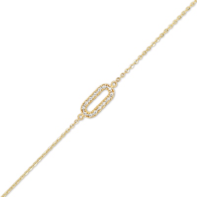 Diamond-Cut Sideways Paper Clip Bracelet in 14K Two-Tone Gold - 7.5"