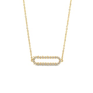 Diamond-Cut Sideways Paper Clip Necklace in 14K Two-Tone Gold