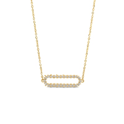 Diamond-Cut Sideways Paper Clip Necklace in 14K Two-Tone Gold