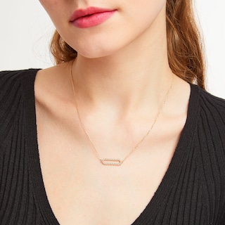 Diamond-Cut Sideways Paper Clip Necklace in 14K Two-Tone Gold