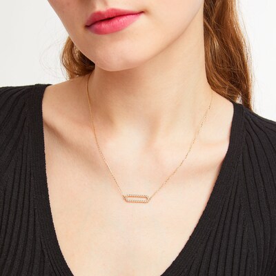 Diamond-Cut Sideways Paper Clip Necklace in 14K Two-Tone Gold