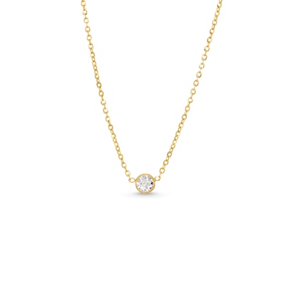 Diamond-Cut Solitaire-Style Necklace in 14K Two-Tone Gold