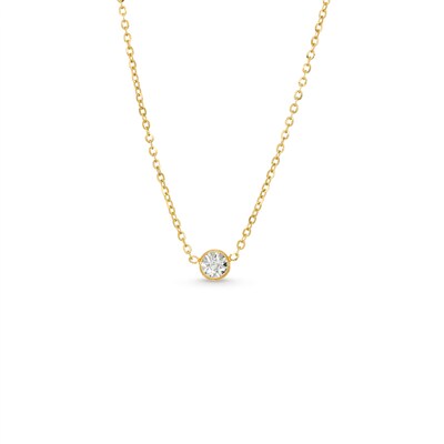 Diamond-Cut Solitaire-Style Necklace in 14K Two-Tone Gold