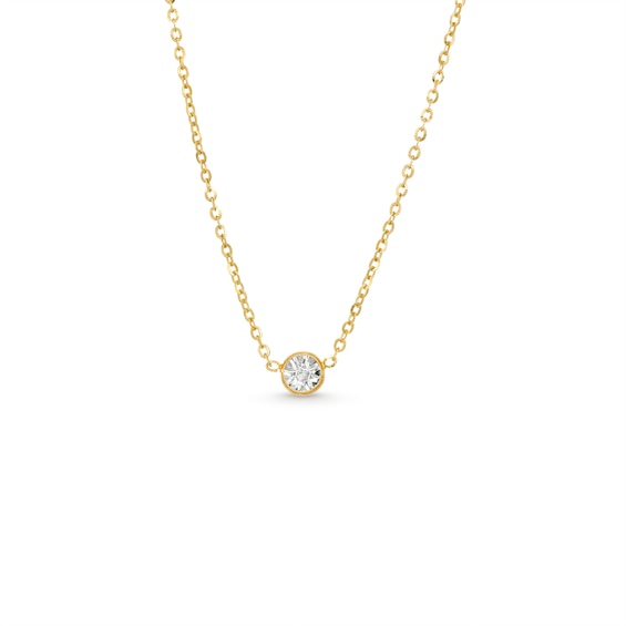 Diamond-Cut Solitaire-Style Necklace in 14K Two-Tone Gold