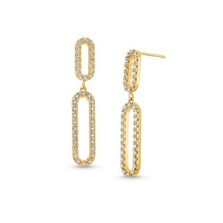 Diamond-Cut Paper Clip Dangle Drop Earrings in 14K Two-Tone Gold