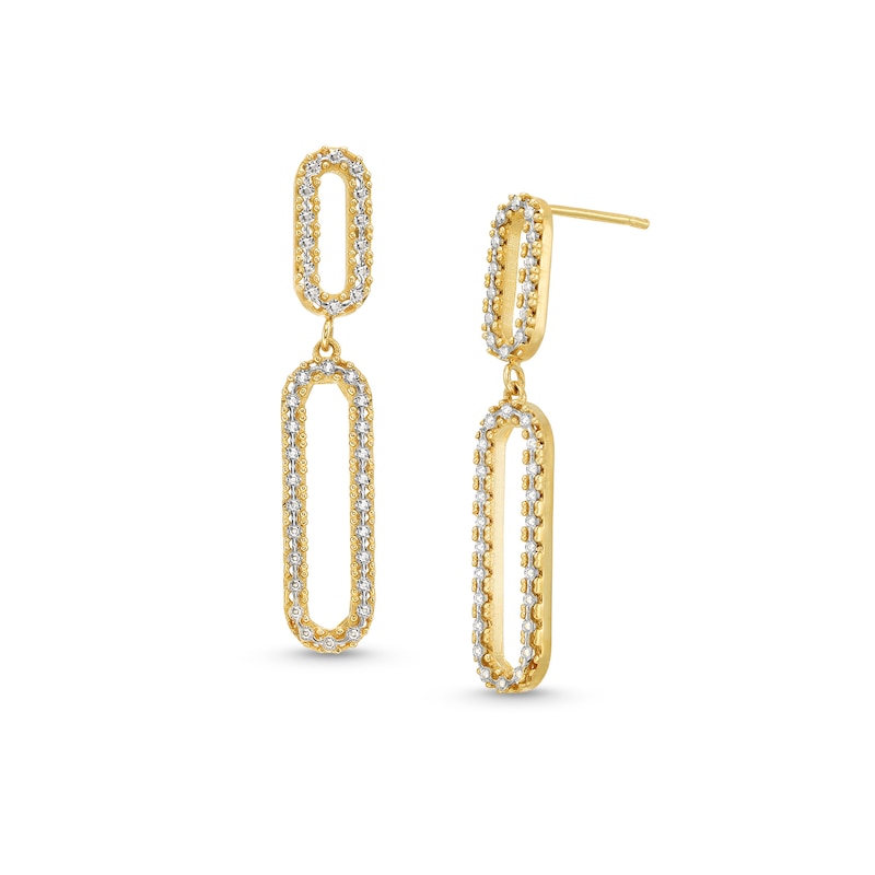 Diamond-Cut Paper Clip Dangle Drop Earrings in 14K Two-Tone Gold|Peoples Jewellers
