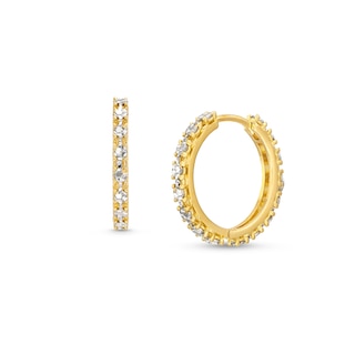 Diamond-Cut Eternity Hoop Earrings in 14K Two-Tone Gold