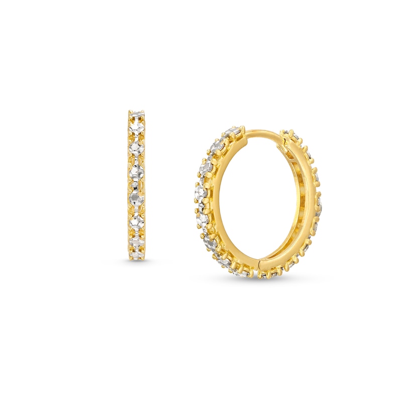 Diamond-Cut Eternity Hoop Earrings in 14K Two-Tone Gold|Peoples Jewellers