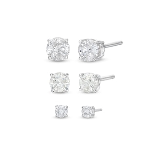 Essentials 1.01 CT. T.W. Diamond Solitaire Three Pair Stud Earrings Set in 10K Gold