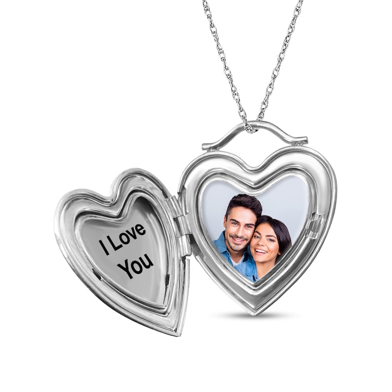 Engravable Heart Locket in Sterling Silver (1-2 Images and 1 Line)|Peoples Jewellers