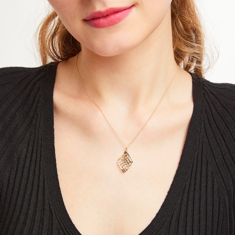 Puffed Lattice Flame Pendant in 14K Gold|Peoples Jewellers
