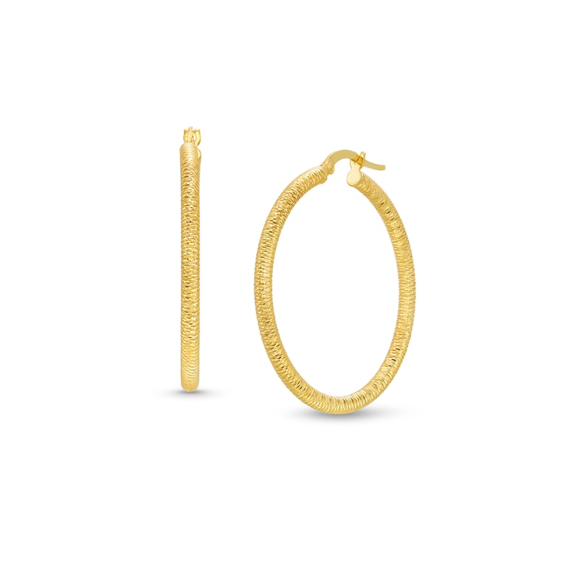 Diamond-Cut 30.0mm Hoop Earrings in Hollow 14K Gold|Peoples Jewellers