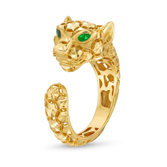 Open Diamond-Cut Panther Ring in 14K Gold - Size 7