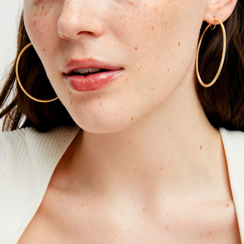 Diamond-Cut 50.0mm Hoop Earrings in 14K Gold|Peoples Jewellers
