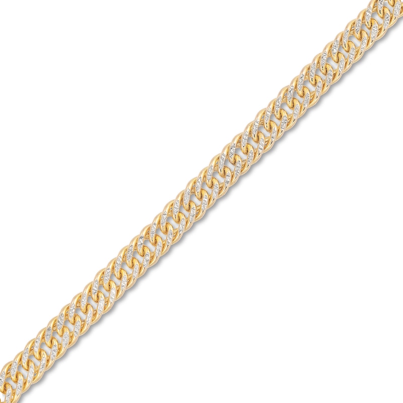 Diamond-Cut 4.6mm Curb Chain Bracelet in Hollow 14K Two-Tone Gold - 7.5"