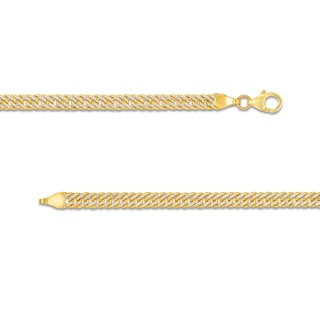 Diamond-Cut 4.6mm Curb Chain Bracelet in Hollow 14K Two-Tone Gold - 7.5"