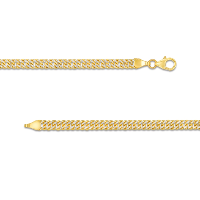 Diamond-Cut 4.6mm Curb Chain Bracelet in Hollow 14K Two-Tone Gold - 7.5"|Peoples Jewellers