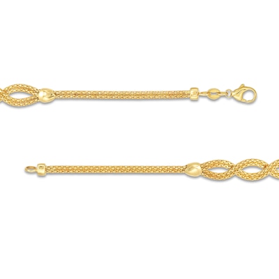 Oval Infinity Braid Bracelet in Solid 14K Gold - 7.5"