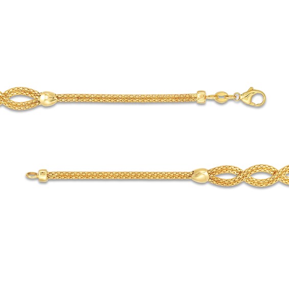 Oval Infinity Braid Bracelet in Solid 14K Gold - 7.5"