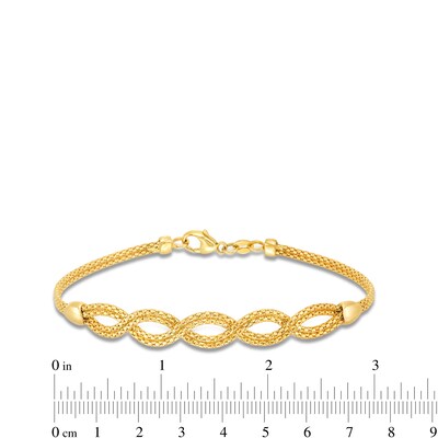 Oval Infinity Braid Bracelet in Solid 14K Gold - 7.5"