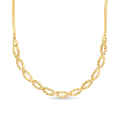 Oval Infinity Braid Necklace in Solid 14K Gold - 17"