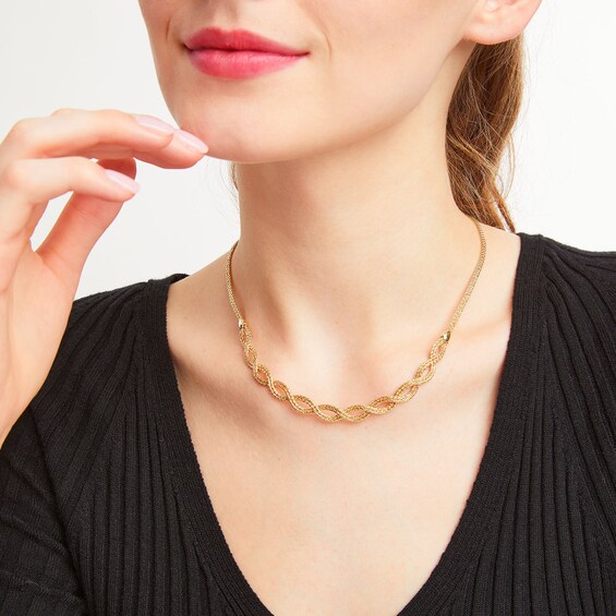 Oval Infinity Braid Necklace in Solid 14K Gold - 17"