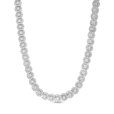 20.00 CT. T.W. Certified Lab-Created Diamond Frame Tennis Necklace in 14K White Gold (I/I1)