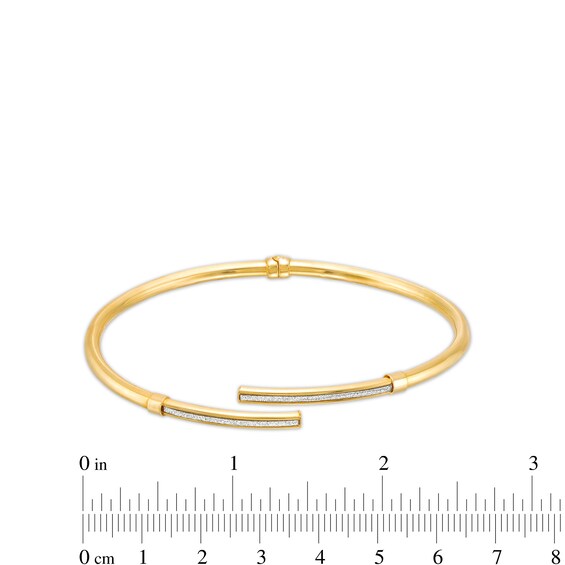 Glitter Enamel Bypass Open Bangle in 14K Gold - 7.25"