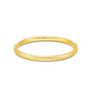 Diamond-Cut 5.0mm Bangle in Hollow 14K Gold - 7.25"