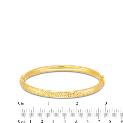 Diamond-Cut 5.0mm Bangle in Hollow 14K Gold - 7.25"