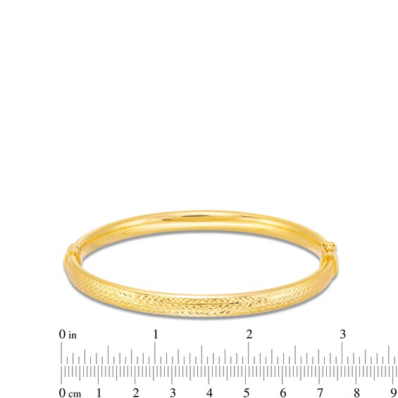 Diamond-Cut 5.0mm Bangle in Hollow 14K Gold - 7.25"