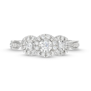 0.25 CT. T.W. Diamond Frame Miracle Past Present Future® Engagement Ring in 10K White Gold