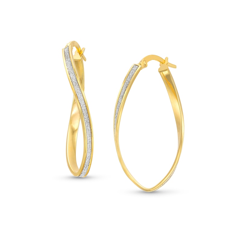 Glitter Enamel Curvy Hoop Earrings in 14K Gold|Peoples Jewellers