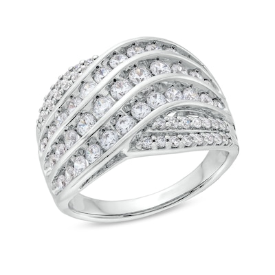 1.50 CT. T.W. Diamond Wavy Multi-Row Ring in 10K White Gold