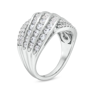 1.50 CT. T.W. Diamond Wavy Multi-Row Ring in 10K White Gold