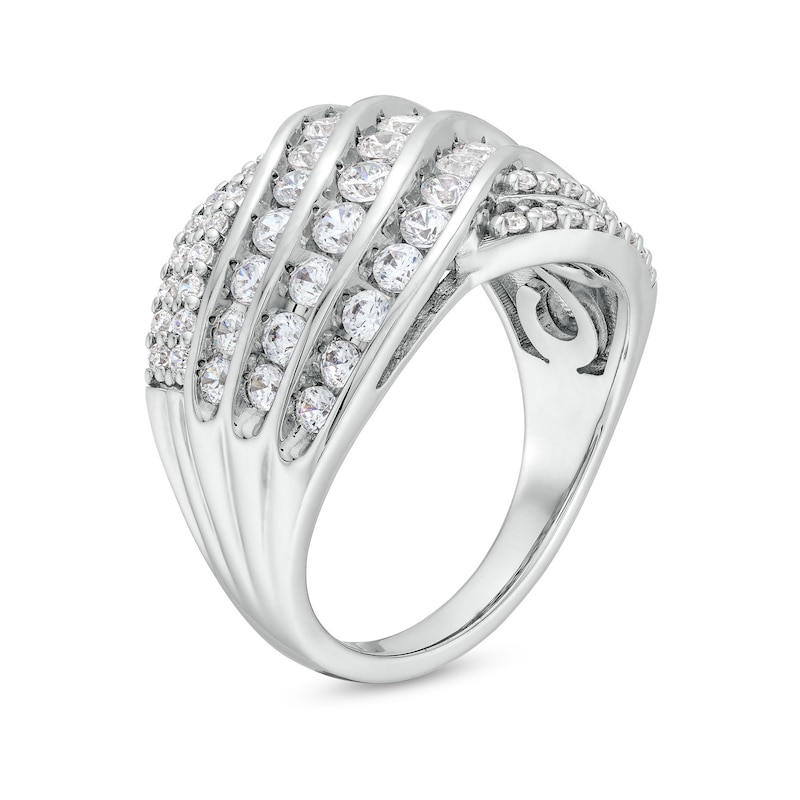 1.50 CT. T.W. Diamond Wavy Multi-Row Ring in 10K White Gold|Peoples Jewellers