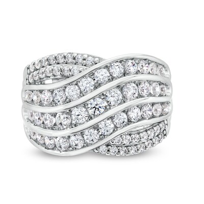 1.50 CT. T.W. Diamond Wavy Multi-Row Ring in 10K White Gold