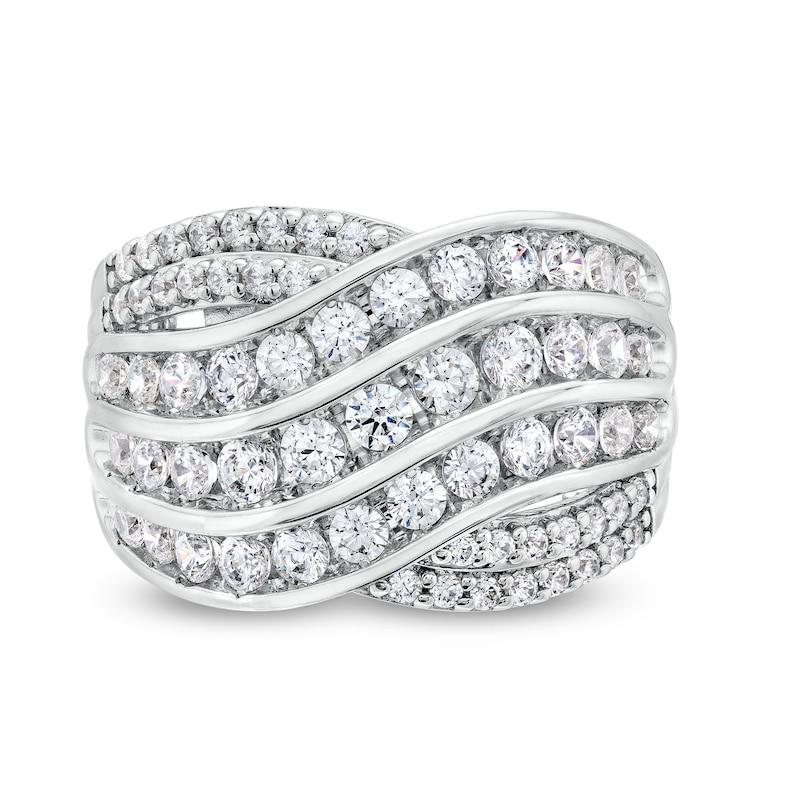 1.50 CT. T.W. Diamond Wavy Multi-Row Ring in 10K White Gold|Peoples Jewellers