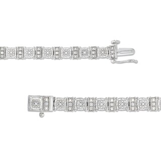 0.25 CT. T.W. Cushion Multi-Diamond Collar Line Bracelet in Sterling Silver