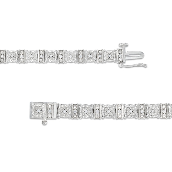 0.25 CT. T.W. Cushion Multi-Diamond Collar Line Bracelet in Sterling Silver