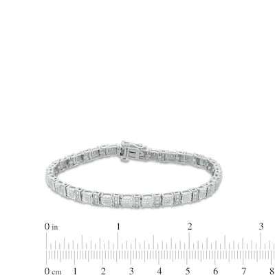 0.25 CT. T.W. Cushion Multi-Diamond Collar Line Bracelet in Sterling Silver