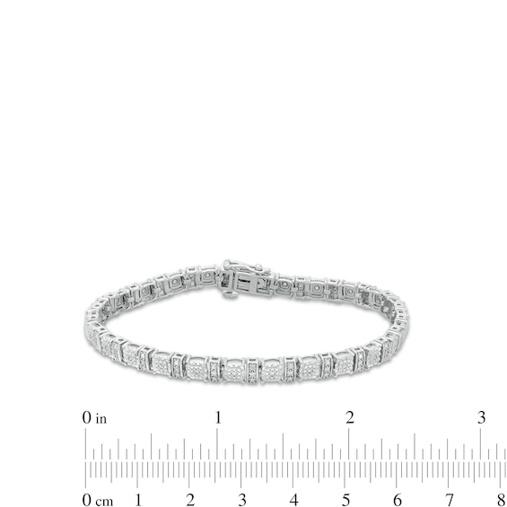 0.25 CT. T.W. Cushion Multi-Diamond Collar Line Bracelet in Sterling Silver