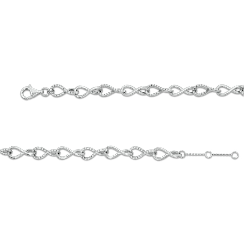 0.50 CT. T.W. Diamond Alternating Infinity Link Anklet in Sterling Silver - 10"|Peoples Jewellers