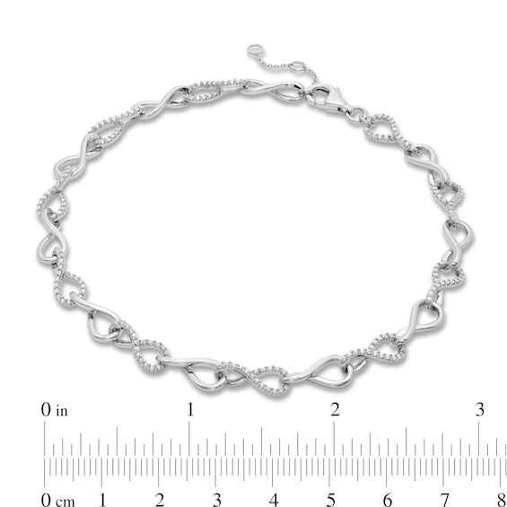 0.50 CT. T.W. Diamond Alternating Infinity Link Anklet in Sterling Silver - 10"