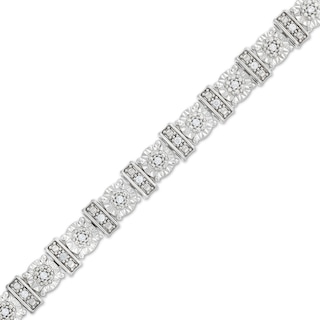 0.25 CT. T.W. Diamond Round and Bar Alternating Bracelet in Sterling Silver